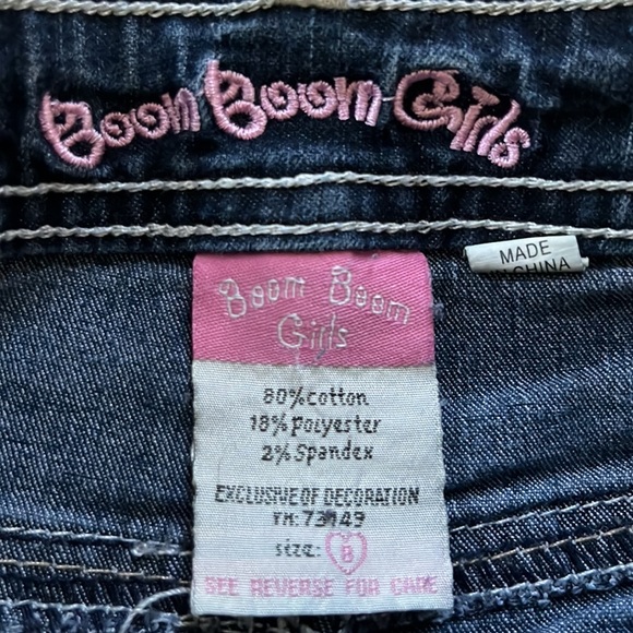 Boom Boom Girls jeans size 8 cute rear button pockets western country denim - Picture 7 of 10